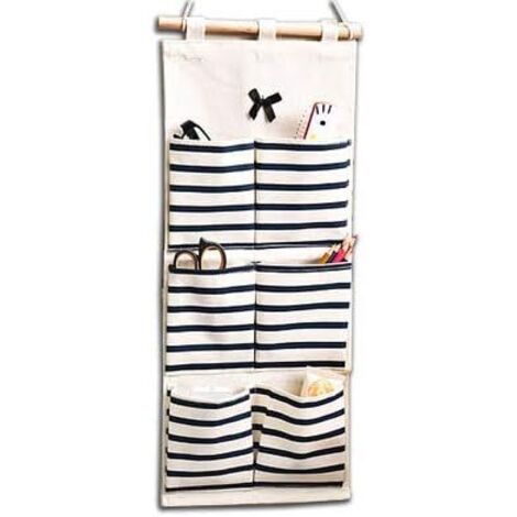 Sac de Rangement Suspendu à Rayures Organisateur à Six Poches pour Salon Chambre (1/3)
