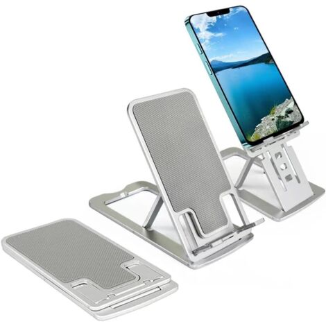 Support de téléphone portable Support de téléphone portable réglable Support de téléphone portable de bureau en alliage d'aluminium Support de téléphone portable pliable ultra-mince (argent) 1 pièce (1/5)