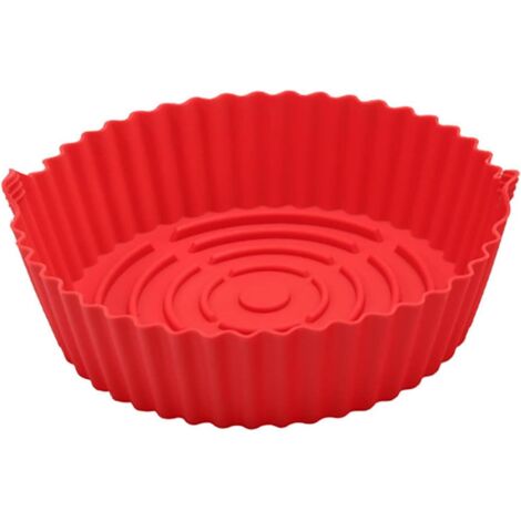 Plaque de cuisson pour friteuse à air Poêle en silicone antiadhésive réutilisable Poêle en silicone antiadhésive facile à nettoyer Rouge (1/5)