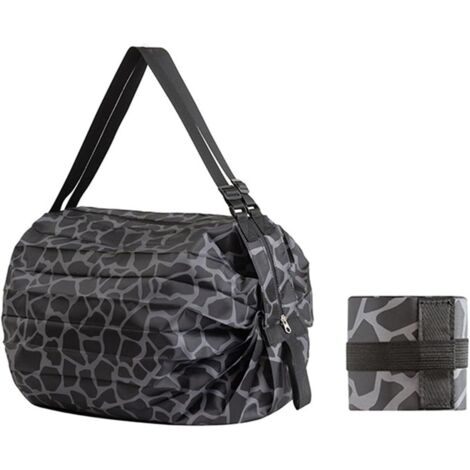1 sac de sport Portable pliable sac à provisions grande capacité multifonctionnel sac de rangement sport voyage sac à bandoulière noir imprimé léopard