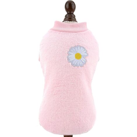 Petit chien chat fille garçon manteau d'hiver chaud Yorkie Chihuahua vêtements à motif floral, bébé rose taille M (1/4)