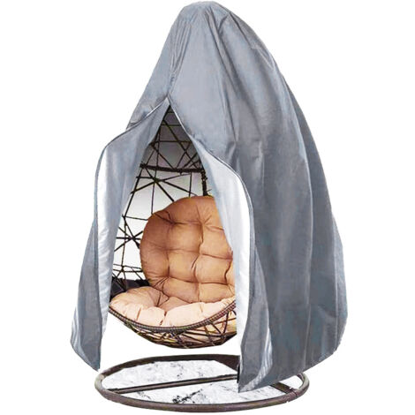 Housse de chaise suspendue, housse de protection de chaise d'œuf, housse de meubles imperméable pour terrasse extérieure avec fermeture éclair 190 x 115 cm (1 pièce gris)