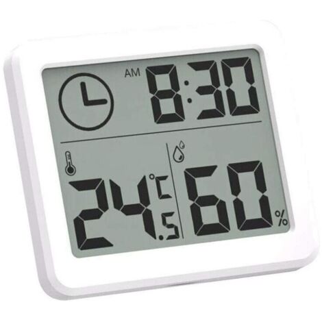 Thermomètre d'intérieur LCD numérique C/F Hygromètre Température Hygromètre Réveil -10-70C Blanc (1/5)