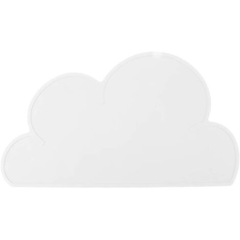 Tapis d'alimentation antidérapant pour animaux de compagnie, tapis d'alimentation en silicone pour chat et chien en forme de nuage, tapis de table, tapis de fixation pour vaisselle (blanc)