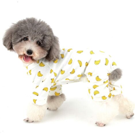Pyjama pour chien en coton, imprimé mignon, motif banane, moyen (1/4)