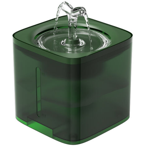 Fontaine à eau pour chat, fontaine à eau à piles avec capteur de mouvement, 2 L bol d'eau pour chat ultra silencieux, pour chats, chiens, plusieurs animaux de compagnie vert