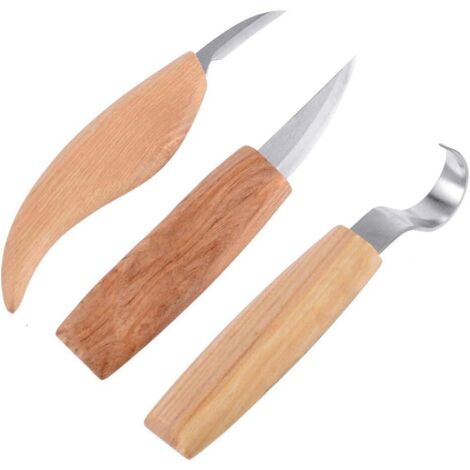 3 pièces ensemble d'outils de sculpture sur bois ensemble de couteaux couteau à crochet en acier au manganèse élevé travail du bois (1/5)
