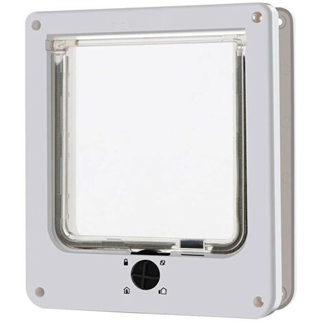 BDD Porte pour chat monobloc, porte pour animaux de compagnie étanche avec serrure rotative à 4 voies pour chats, chiot, facile à installer M-19  5  22 cm