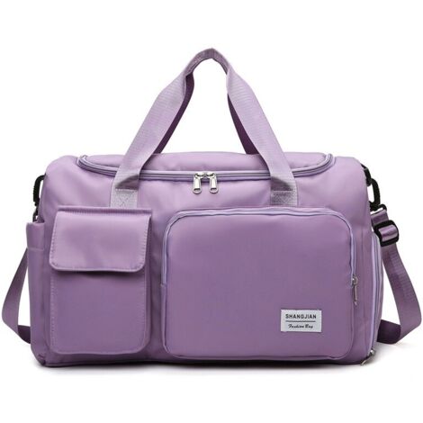 1 pièce sac de sport, sac de voyage sac de sport, grande capacité portable pliable léger étanche week-end sport bagage à main sac violet (1/5)