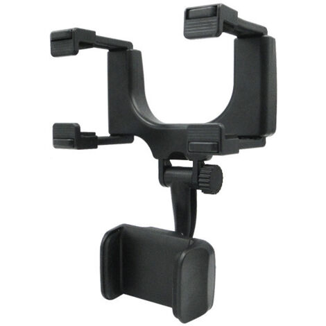 Support de téléphone portable Matériau Plastique Universel Support de miroir de voiture Support de téléphone portable Support Simple Clip pour GPS Smartphone Noir 1 Pièce
