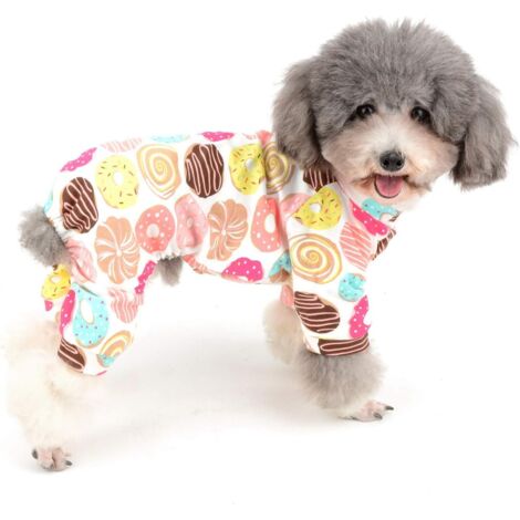 Pyjama une pièce pour chiots vêtements de travail mignons beignet vêtements unisexe quatre pattes pyjama en coton animaux chats chiot pyjamas (1/5)