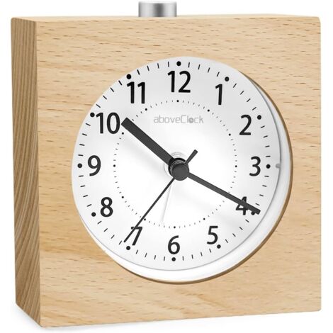 Réveil Alimenté par Piles Fonction Snooze Voyage Bois Alarme Éclairée Alarme Silencieuse No Tick Alarme Analogique Aiguille Horloge Rising Sound Alarm - Bois Clair (1/5)