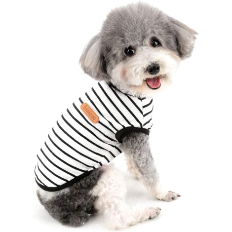 Chemises d'été pour chiens T-shirts en coton doux et respirant Vêtements sans manches pour petits chiens Chihuahuas Chats Noir M (1/4)