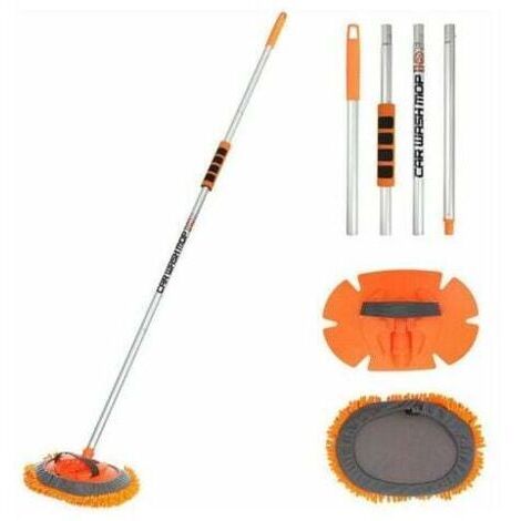 KZQ Balai brosse de lavage télescopique voiture multifonctions 157cm Brosse de Lavage Voiture à Long Manche avec Chenille Microfibre Balai Brosse Nettoyage Voiture avec Poignée Rotative pour Auto Camp (1/4)