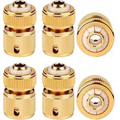 Raccord de tuyau en laiton raccord rapide raccord de tuyau d'eau 1 / 2 "raccord en aluminium pour dispositif de passage d'eau (6pcs)