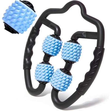 Rouleau de massage musculaire des tissus profonds, 360 ° 3D en mousse de massage anti-cellulite, rouleau en mousse à 4 roues, masseur de jambes et relaxation des points de déclenchement, accessoires d