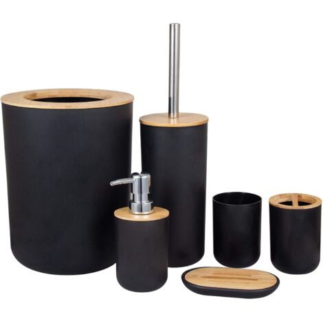 Ensemble d'accessoires de salle de bain écologiques 6 pièces (noir) (1/5)