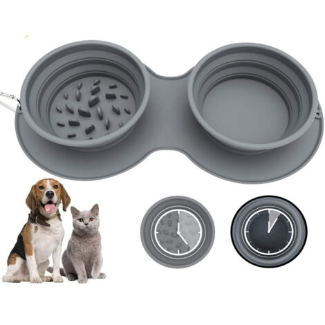 Bol de nourriture anti-émeute pour chiens et chats avec base antidérapante Bol de nourriture lente Favorise une alimentation saine Convient aux petits et moyens animaux Capacité réglable (1/5)