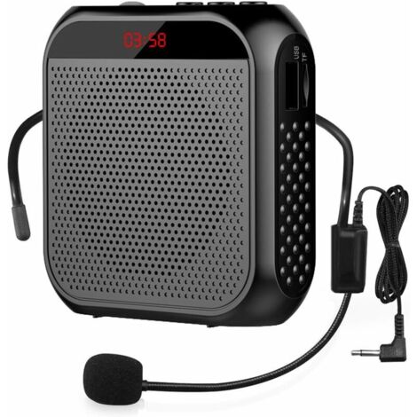 Amplificateur de voix portable avec micro filaire, haut-parleur rechargeable et haut-parleur (noir)