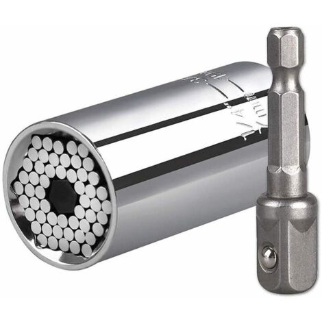 Mâle impérial 7 - 19mm manchon 3 / 8 "tige de poignée hexagonale 1 / 4" - 3 / 4 "tête de manchon à cliquet argenté