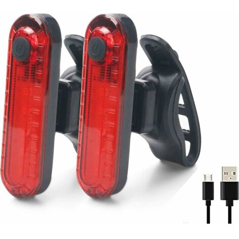 Feux Arriere Vélo - 2 Pièces Eclairage Arrière Vélo, USB Rechargeable COB LED Lampe de Vélo Arrière Imperméable, 4 Modes d'éclairage pour Assurer la Sécurité et Visibilité