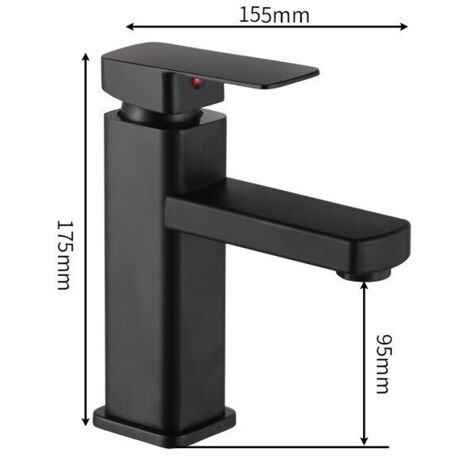 et Salle Bain Eau Froide-Chaude Disponible et Lavabo Surface le noir en Cuivre Durable etterie Lave Mains Démontable Pratique pour Nettoyer ou Remplacer.