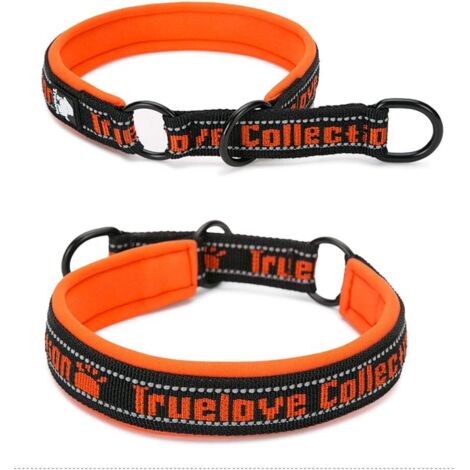 Colliers Anti-Traction Nylon Collier étrangleur pour Chien - Bande réfléchissante Colliers de Dressage pour Animaux de Compagnie pour Petits Chiens de Taille Moyenne (orange)