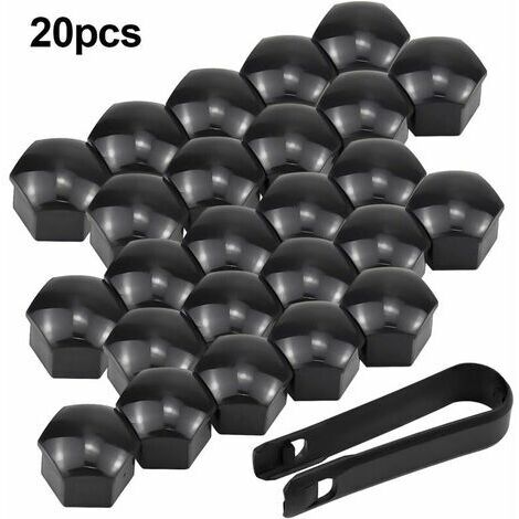 Couvercle d'écrou de roue, couvercle d'écrou de boulon 17mm 20 couvercle d'écrou couvercle d'écrou de boulon de roue couvercle de vis couvercle d'écrou hexagonal noir (1/5)