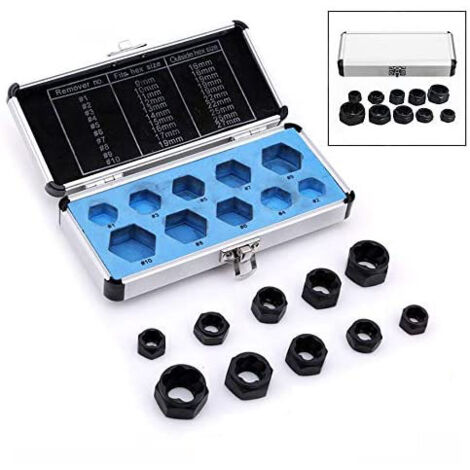 BDD Lot de 10 douilles 9-19 mm, écrou de boulon endommagé, extracteur de vis, extracteur de démontage (1/5)