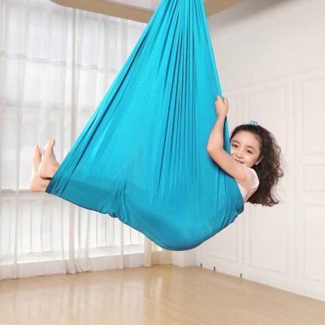 Hamac balançoire pour enfants, balançoire d'intérieur Hamac élastique Hug Balançoire sensorielle idéale pour le TDAH, l'intégration sensorielle et le traitement de l'autisme (Bleu clair, 150 x 280 cm)