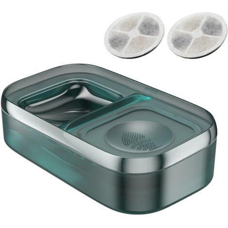 Fontaine à Eau pour Chat et Chien,avec Un Bol d'alimentation en Acier Inoxydable,Fonction 2 en1,contenance 2L.vert foncé (1/5)