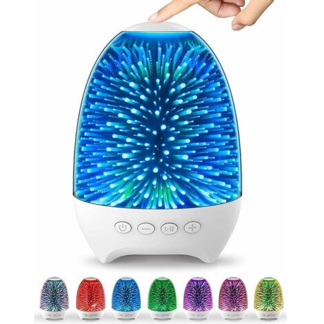 Enceinte Bluetooth Goodrich Night Light, Lampe de table de chevet à commande tactile en verre 3D Haut-parleurs sans fil portables à LED 7 couleurs, Lampe de table rechargeable, Meilleur cadeau pour ad (1/5)