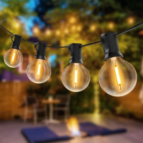 Guirlande lumineuse d'extérieur à LED avec 4 ampoules de rechange, étanche IP44 pour jardin, fête, terrasse, mariage, Noël (1/5)