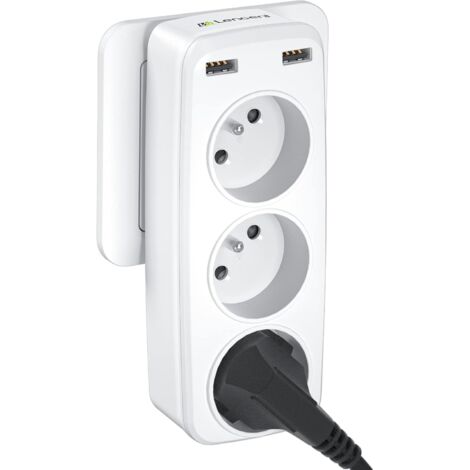 BDD Prise USB Secteur Multiple, 5 en 1 Chargeur USB Multiprises avec 3 Sortie AC 16A, 4000W et 2 Ports USB, Prise Murale Electrique Idéal pour Chambre Bureau Domicile