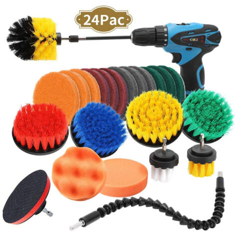 BDD 24 pièces perceuse électrique brosses de nettoyage ensemble pour baignoire coulis salle de bain carrelage puissance épurateur Kit de nettoyage(perceuse électrique non incluse) (1/5)
