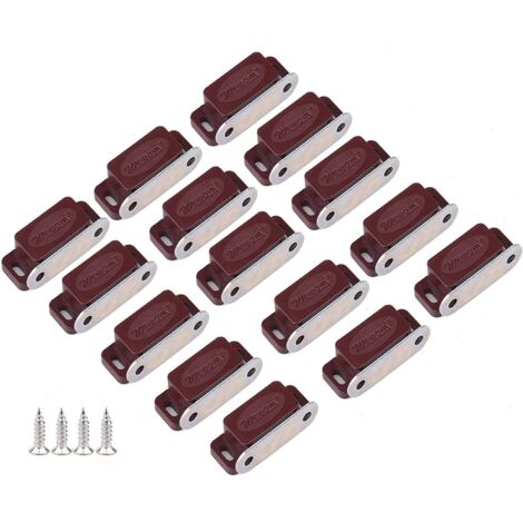 BDD Bouton de porte magnétique, aimants d'armoire robustes, loquet de porte de cuisine, accessoires de meubles, placard, armoire, armoire, verrouillage silencieux avec vis (lot de 15)