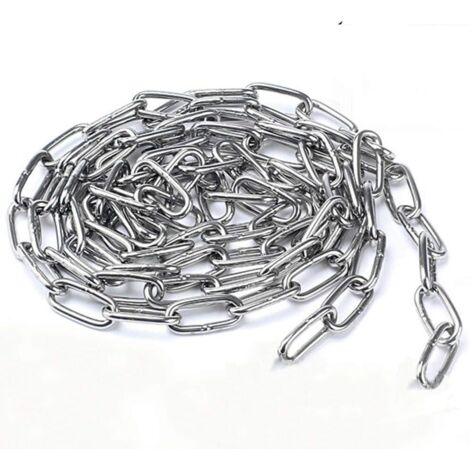Chaîne robuste en acier inoxydable 304 avec maillons soudés en acier pour clôtures, passerelles et chaînes de chien, chaînes sèches, charge maximale 200kg, 4mm - 1M