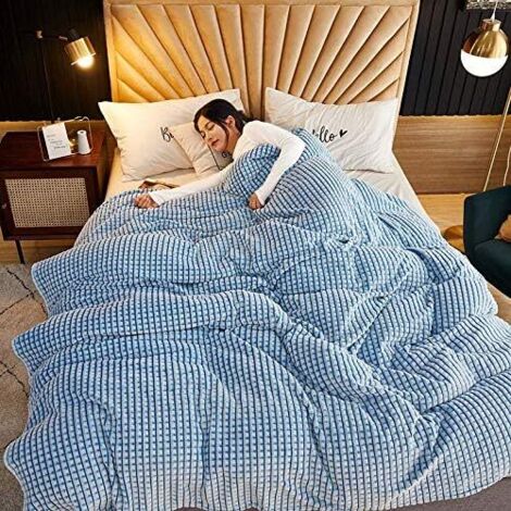 Couverture polaire en flanelle microfibre super douce, couverture de lit en flanelle pouvant être utilisée comme drap, couverture pour bébé, housse de canapé facile d'entretien (bleu, 100 x 70 cm)