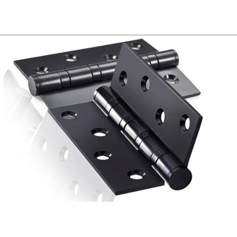 Charnières de porte en acier inoxydable Charnières de porte pliantes à roulement à feuilles (2 pièces noires)