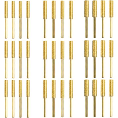 BDD Affûteur de tronçonneuse diamantée haute dureté, lime à meuler pour tronçonneuse, 3 tailles différentes 4 mm, 4,8 mm, 5,5 mm Pierres à aiguiser pour meulage et meulage (36 pièces)