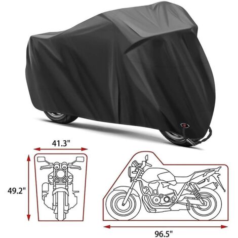 Bâche de protection pour moto - Pour intérieur et extérieur - Pour Harley-Davidson, Honda, Suzuki - Noir - 3XL (295 x 110 x 140 cm) (1/5)