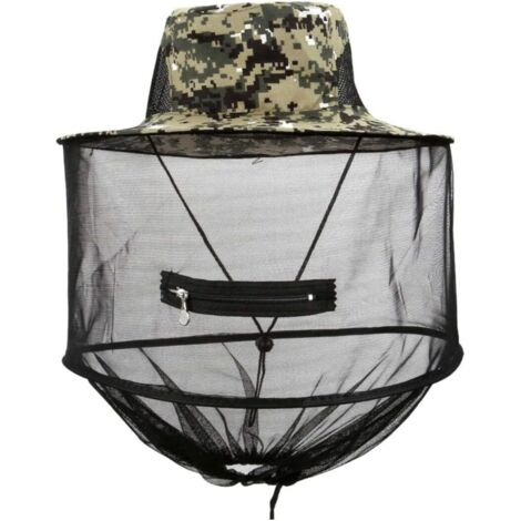 Capuchon de filet de tête de moustique, chapeau de soleil, housse de protection filet d'insecte d'insecte d'insecte d'abeille pour le Camouflage d'apiculteur