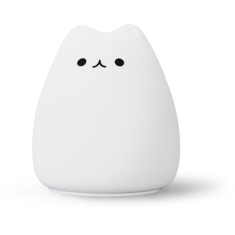 LED chat veilleuse, batterie silicone mignon chat lumières de chambre d'enfant avec blanc chaud et 7 modes de respiration de couleur pour les enfants bébé enfants (Mini Celebrity Cat)