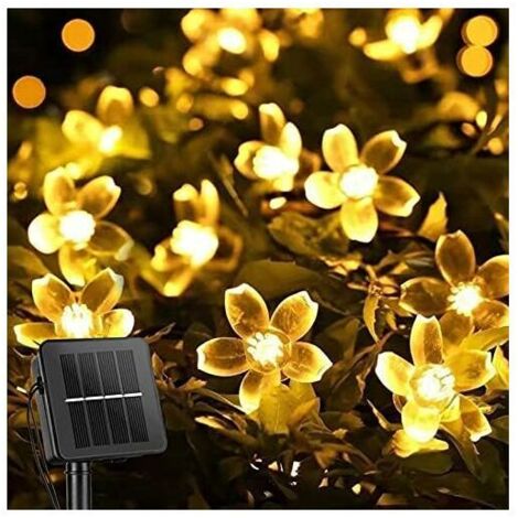 Design Guirlande Lumineuse Solaire Extérieure Étanche 50 LED Décorations Lumineuses pour Clôture de Jardin Patio Cour Arbre de Noël, Maison, Pelouse, Mariage, Patio, Décoration de Fête (Blanc Chaud) (1/5)