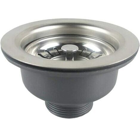Raccord d'évier bouchon, couvercle d'évier sans panier de trop - plein acier inoxydable ø114 mm 1 ½ ", acier inoxydable + ABS, couvercle + panier