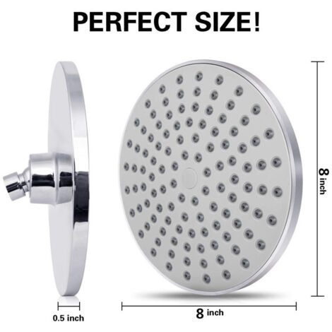 BDD Pomme de douche étanche, pomme de douche en acier inoxydable, pomme de douche à effet pluie, pomme de douche fixe à économie d'eau et haute pression pour salle de bain, 20 cm argenté (1/5)
