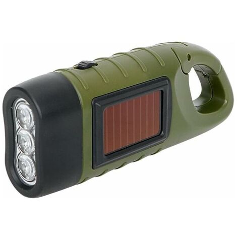 Lampe torche LED portable à énergie solaire avec manivelle dynamo pour camping, alpinisme et tente