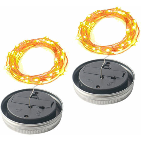 Set de 2 couvercles de remplacement de lampe solaire, pièces de rechange de lampe solaire avec panneau solaire d'ampoule LED, lampe solaire extérieure, ampoule de remplacement de lampe solaire chaîne