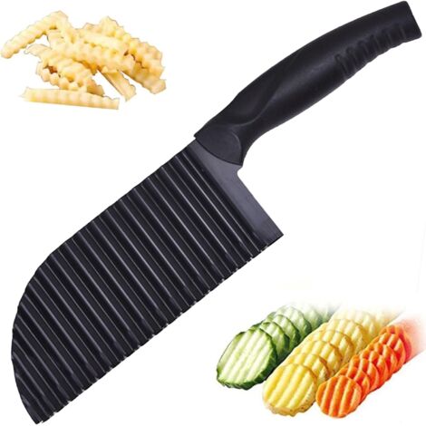 Coupe Pommes De Terre Vague, Acier Inoxydable, Pour Frites, Légumes, Carottes, Oignons, Concombres, Noir (1/5)