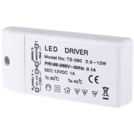 Transformateur de puissance, AC85-265V à DC 12V SMD LED Driver Transformateur de puissance pour ampoules MR11/G4/MR16/GU5.3 12 Watt